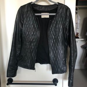Crop black Leather Jacket